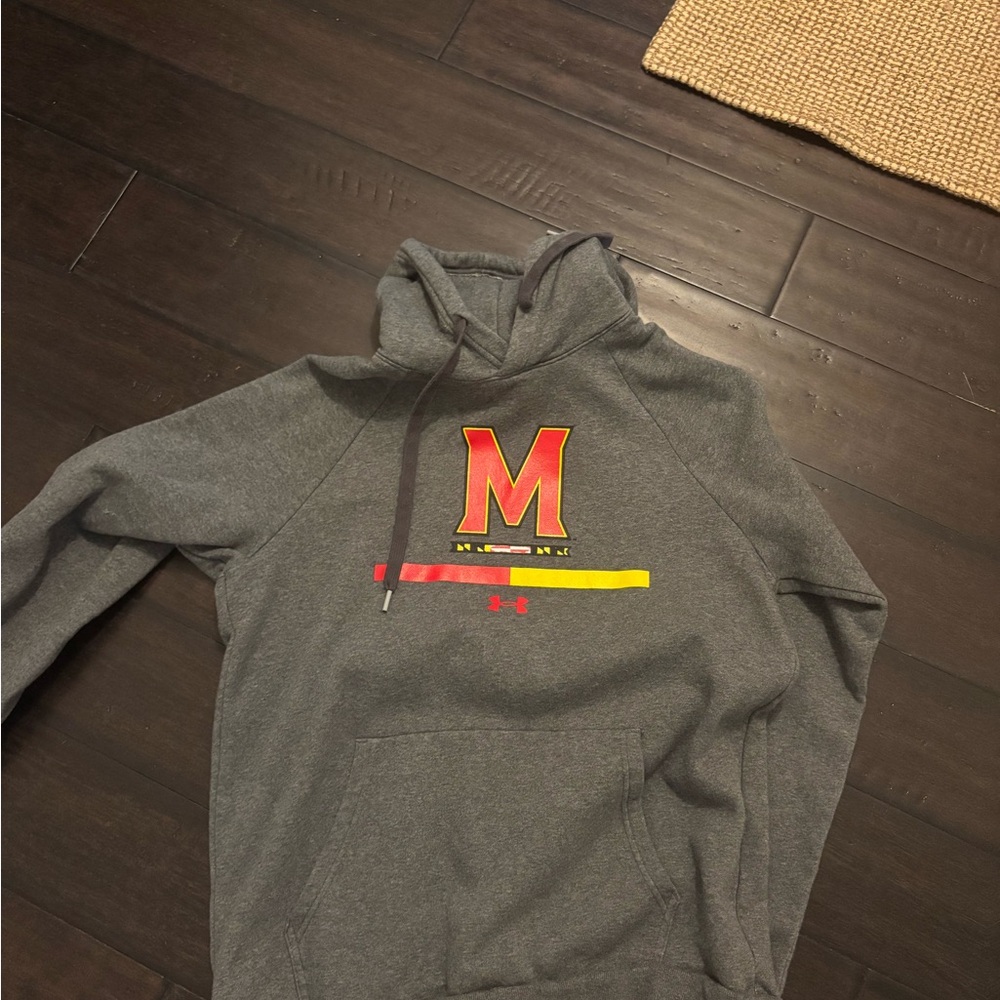 Under Armour Gray Hoodie with Red and Yellow Design
